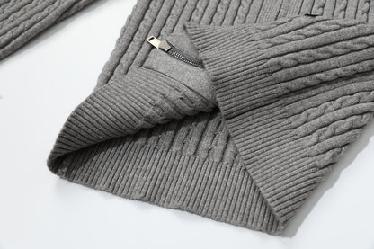 Fuzzy Pup | Striped Knit Cardigan with Dog Embroidery