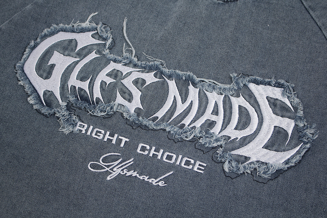 Raw-Edge Appliqué Acid-Wash T-Shirt - Santo 