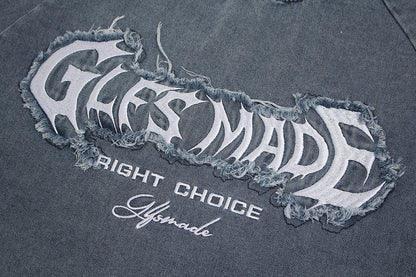 Raw-Edge Appliqué Acid-Wash T-Shirt - Santo 