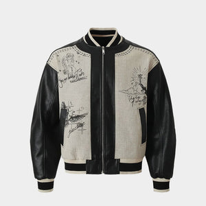 Street Art Graffiti | Leather Bomber Jacket - Santo 