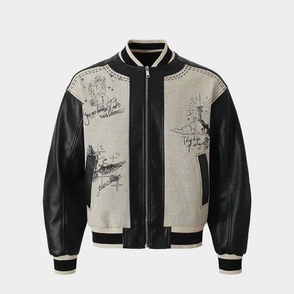 Street Art Graffiti | Leather Bomber Jacket - Santo 
