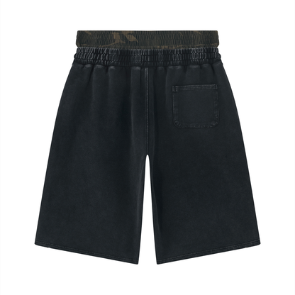 Doubled Up - Wash Distressed Wide Leg Shorts