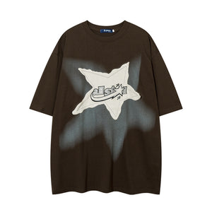 Star Patch | Hip Hop Embroidery Graphic T Shirt - Santo 
