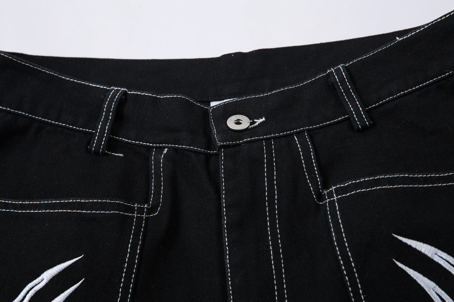 Embroidered Flame | Baggy Jeans - Santo 