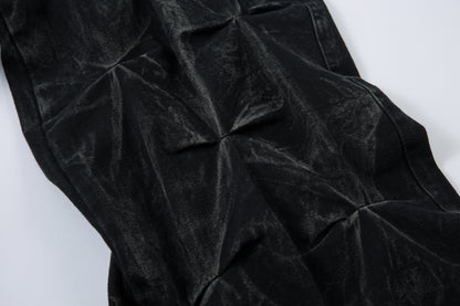 Washed Distressed Pleated | Baggy Jeans - Santo 