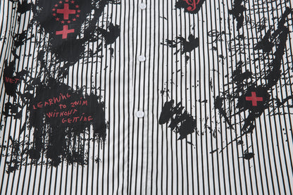 Graffiti Print Layered | Striped Sweatshirt - Santo 