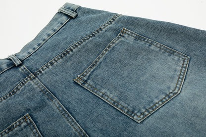 Vintage Stripe | Washed Denim Shorts - Santo 