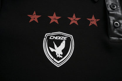 Star Print Patchwork | Leather-Neck Sweatshirt - Santo 