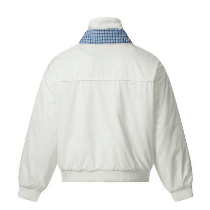 Plaid-Lined Patch| Stand Collar Jacket