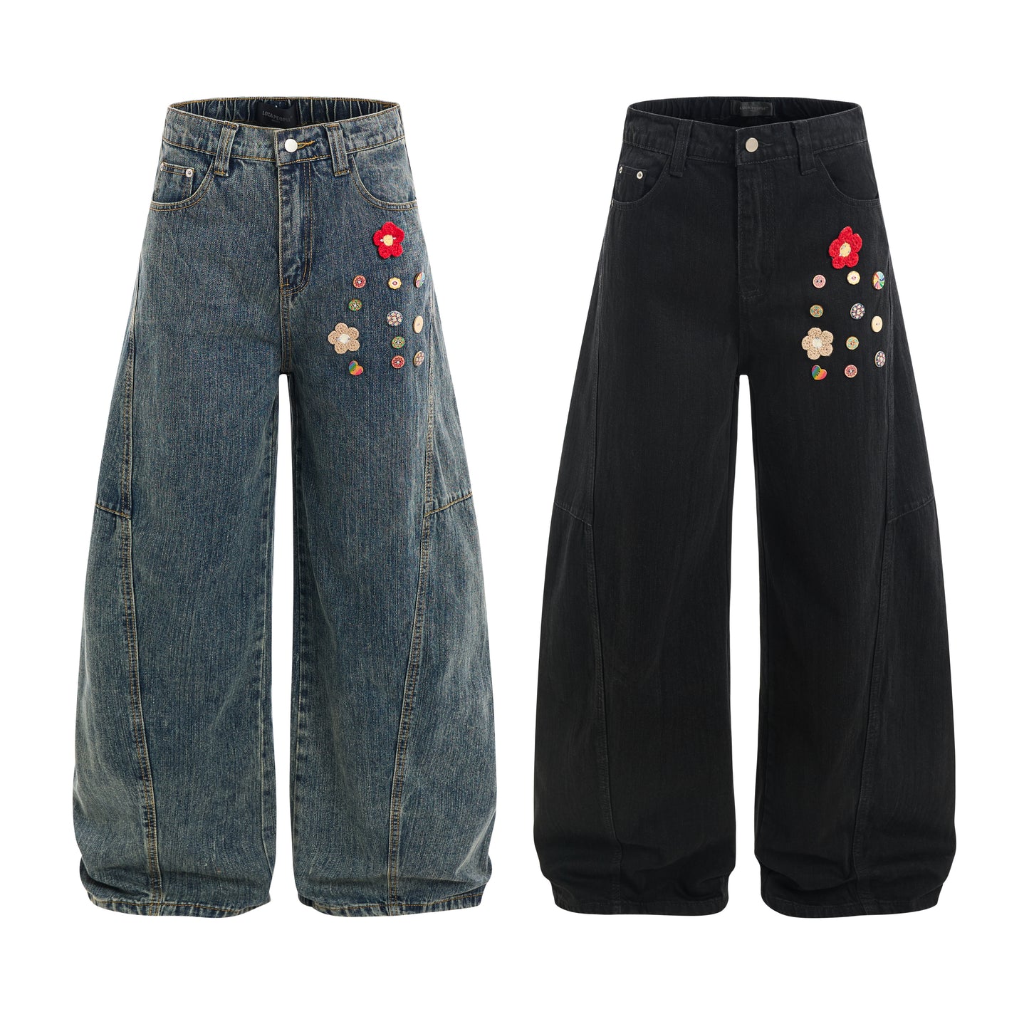 Meadowfade Denim | Wide Leg Floral Jeans