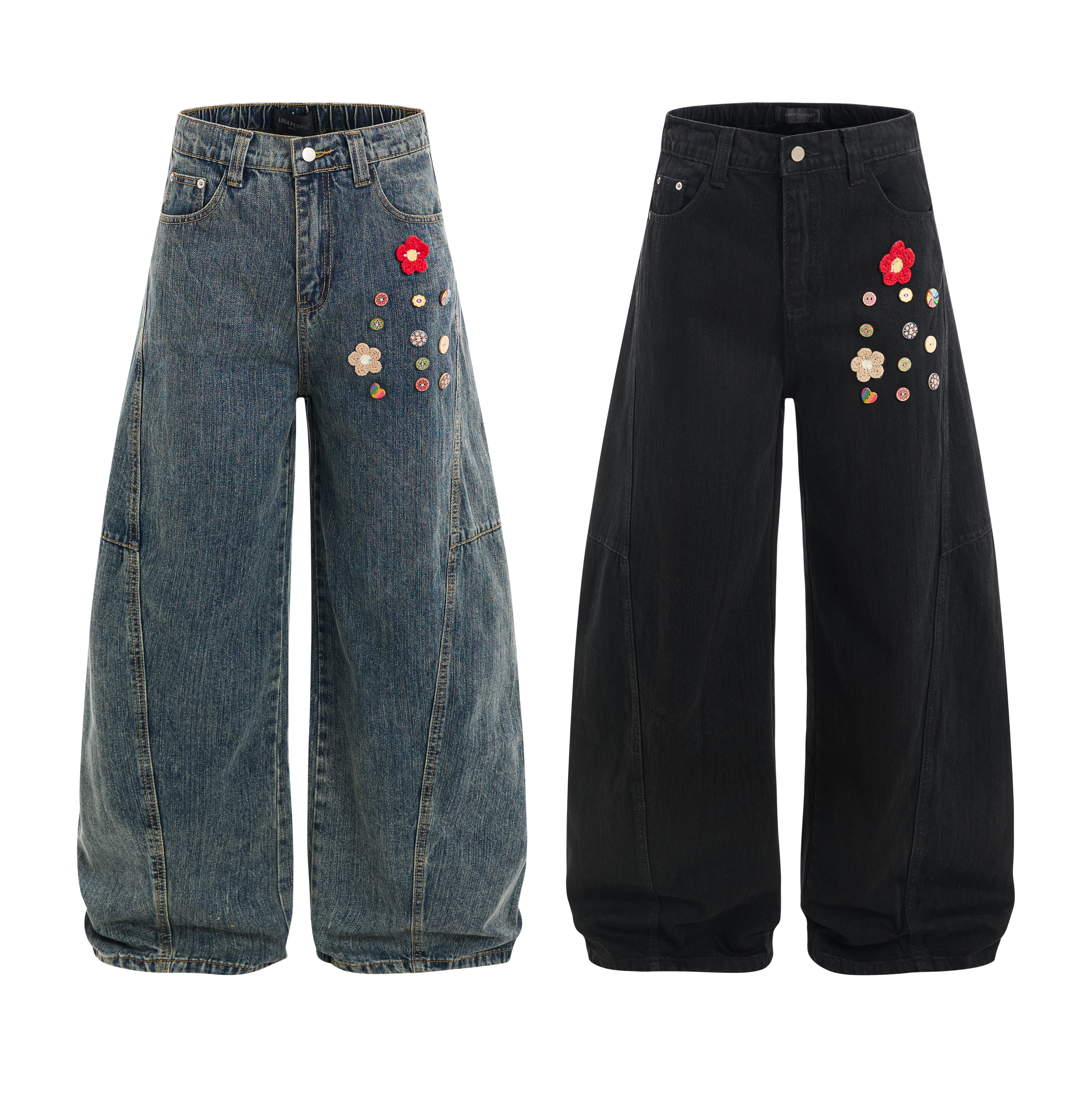 Meadowfade Denim | Wide Leg Floral Jeans