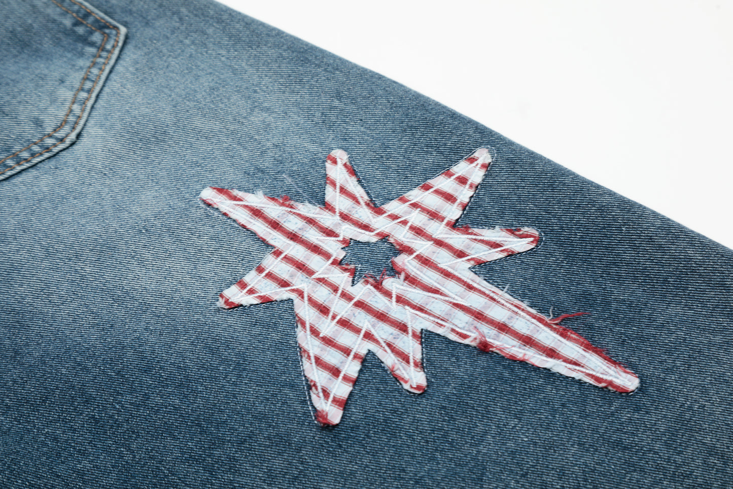 Gingham star | Patchwork straight denim