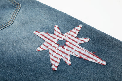 Gingham star | Patchwork straight denim