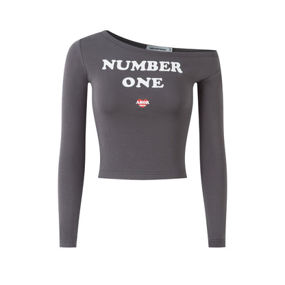 Number One | Off-Shoulder Long Sleeve Tee - Santo 