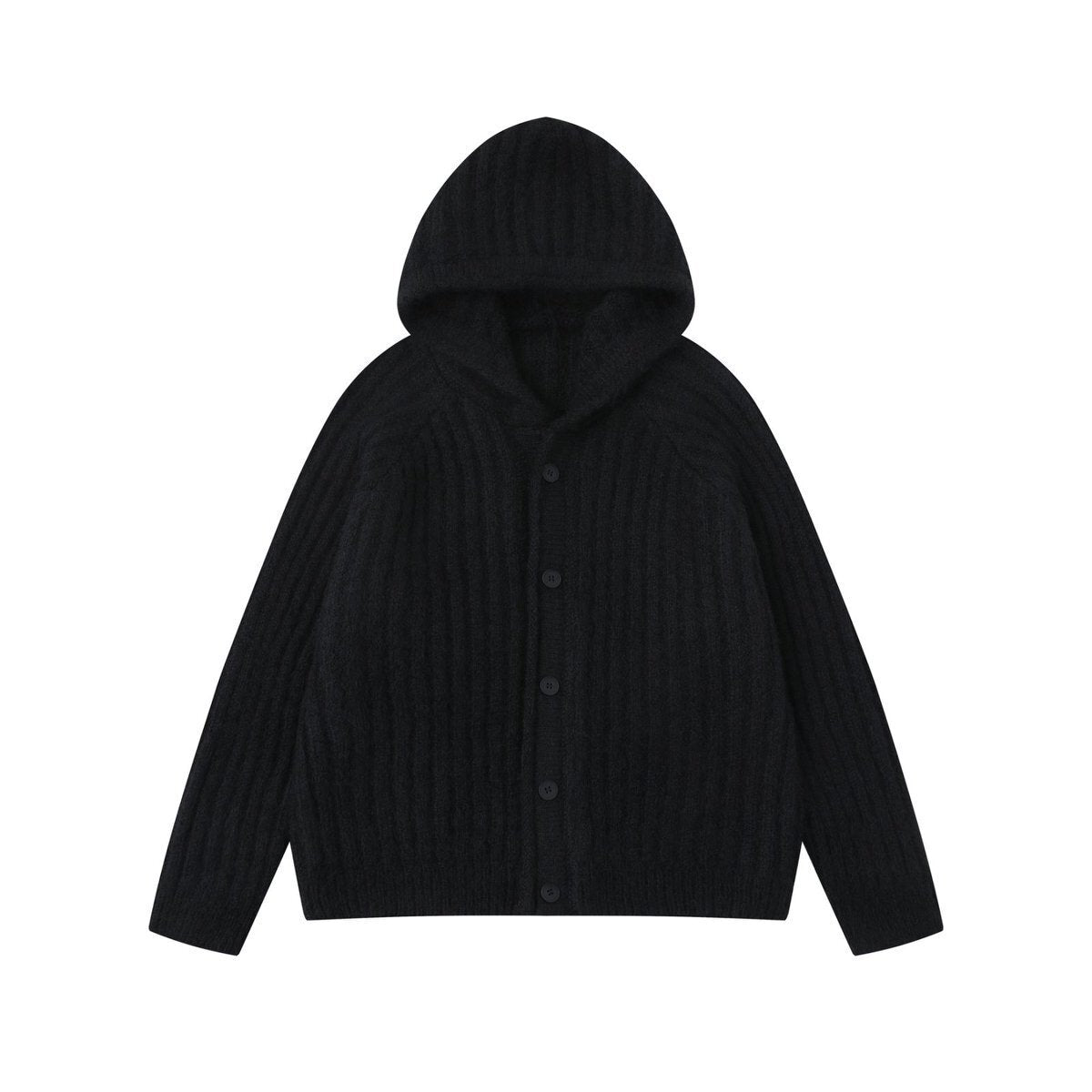 COZY LINE | Ribbed Knit Button Hoodie