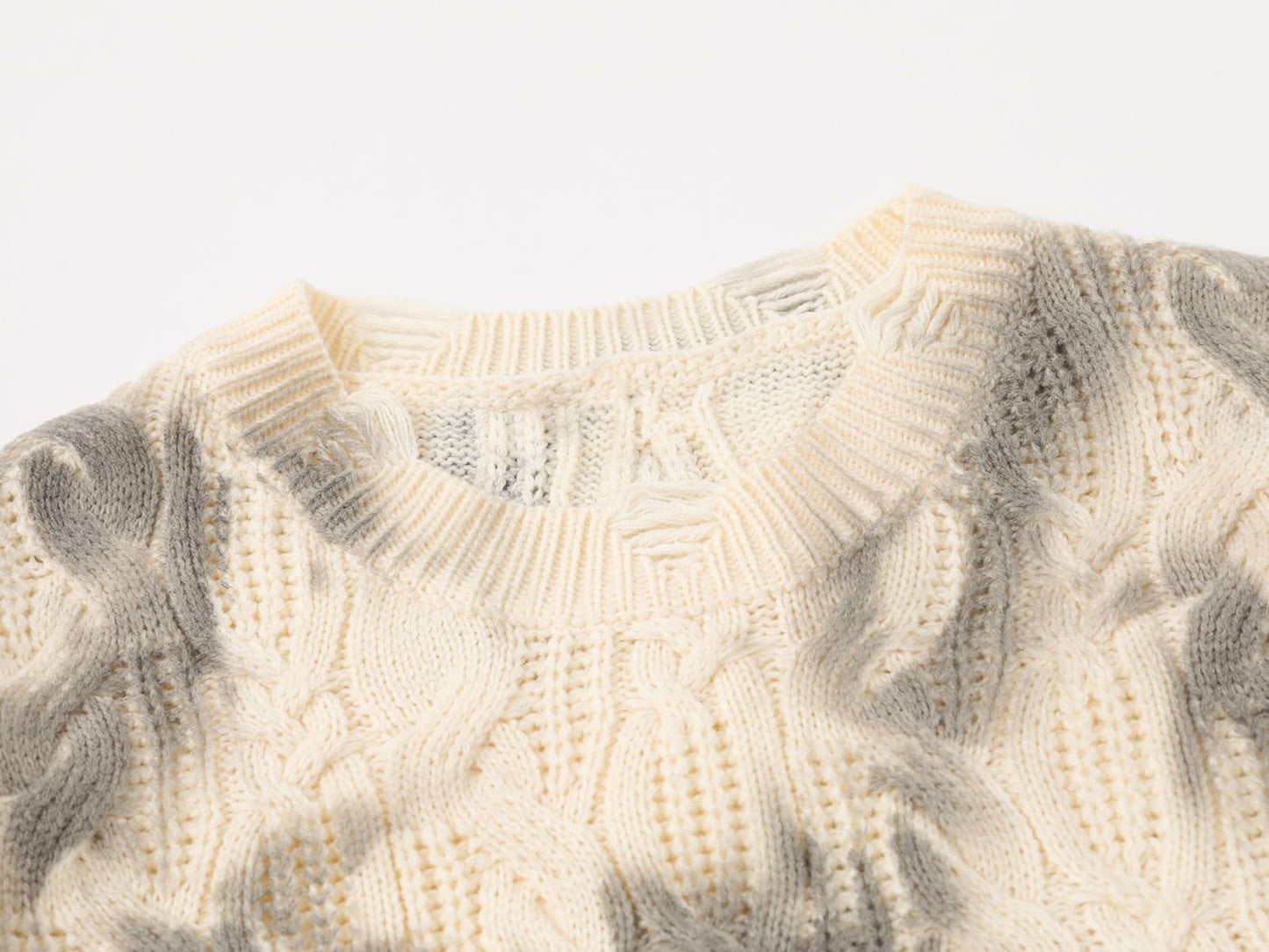 Charcoal Fade | Distressed Tie-Dye Knit Pullover