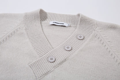 Varsity Button | Mock Neck Knit Sweater