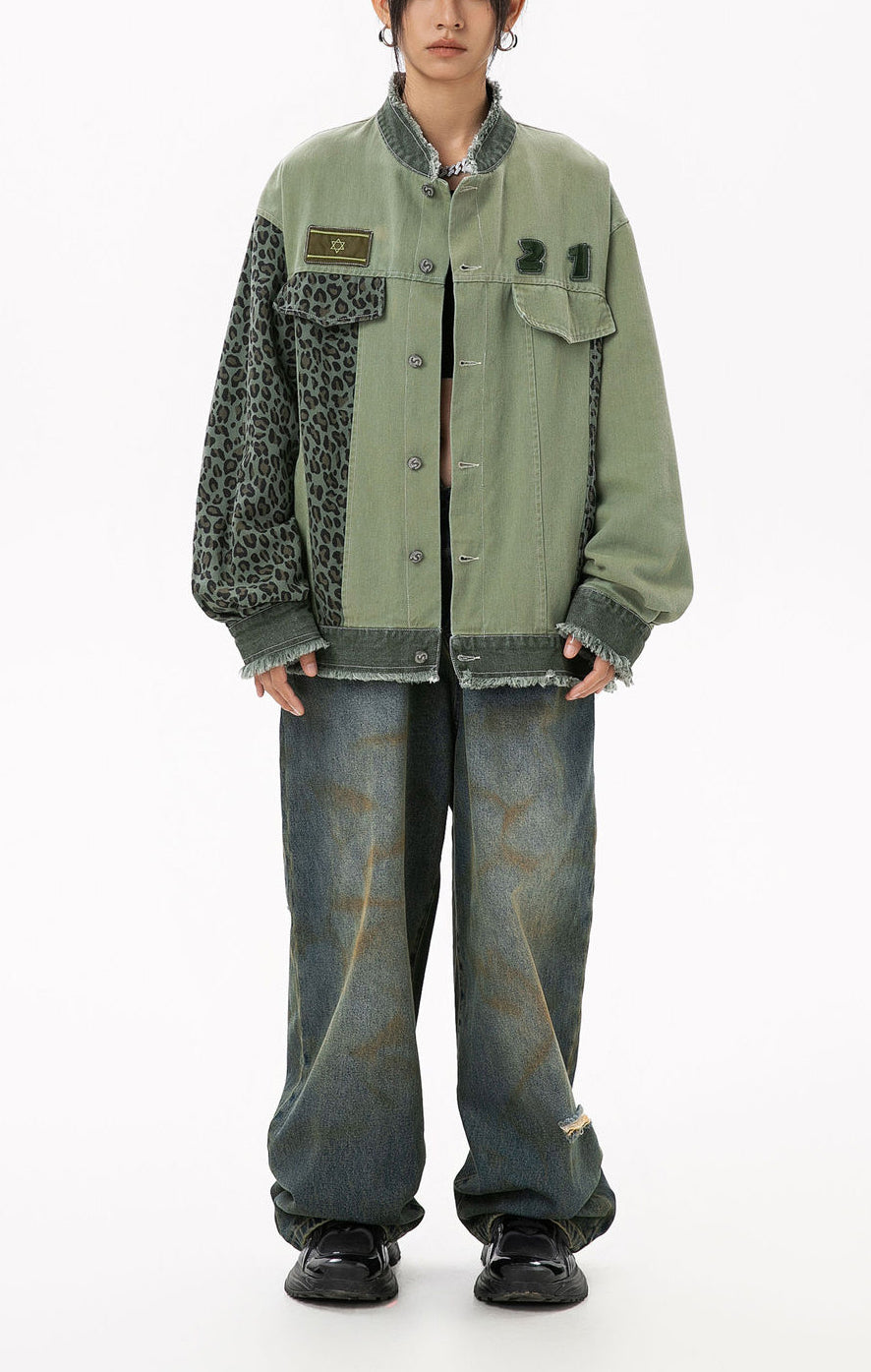 Veste en jean style militaire à patchwork Battle Stitch |