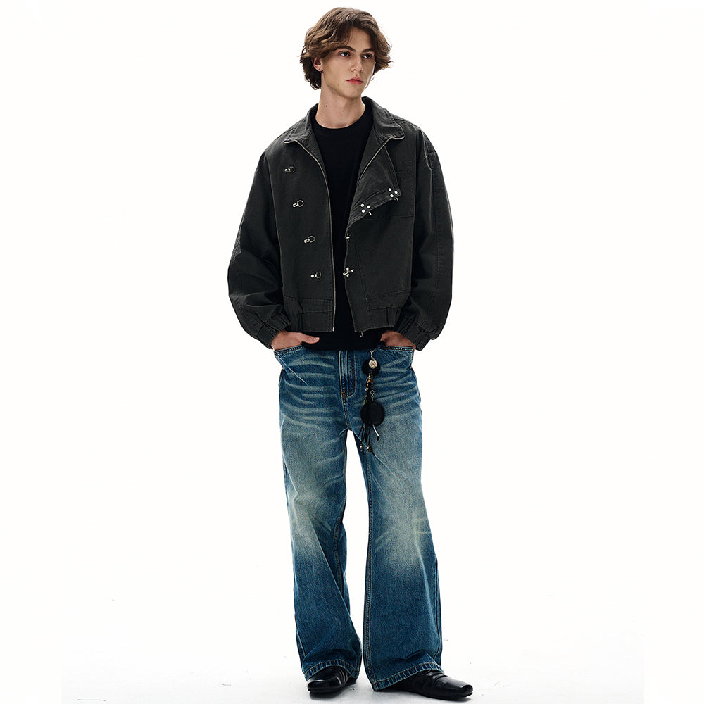 Asymmetric Clasp Front | Metal Button Jacket