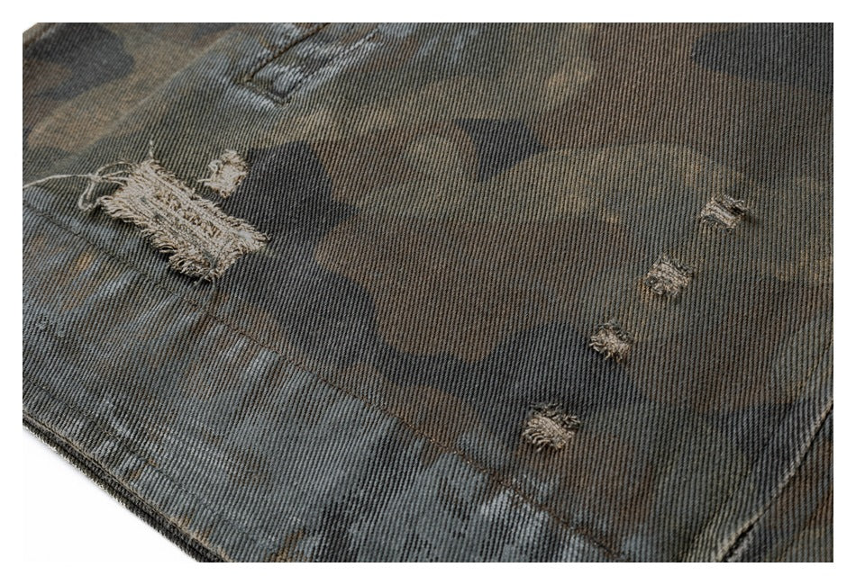 Camo Bark | Camouflage Print Denim Jacket