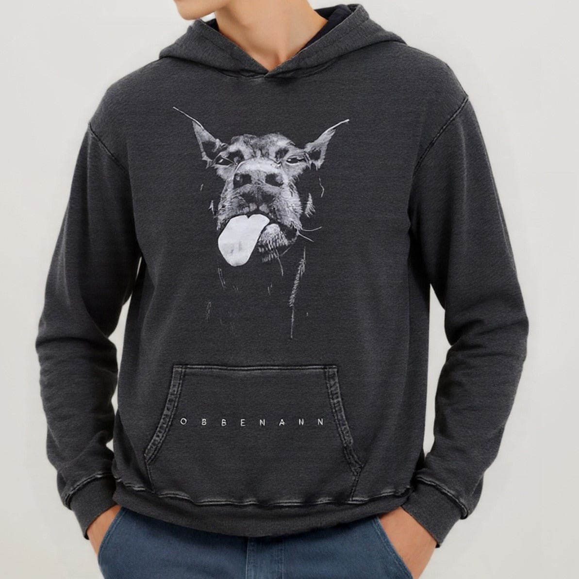 Felpa con cappuccio Dog | Dark Series Doberman Print Vintage Hip-Hop