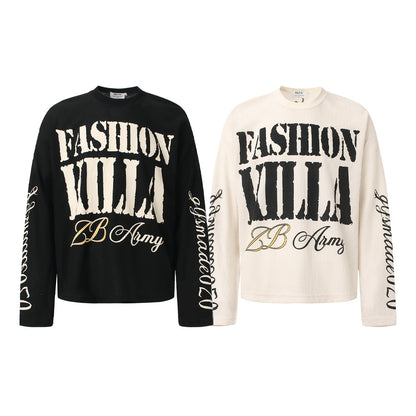 Graphic Letter Sweatshirt | Crew Neck Long Sleeve Pullover - Santo 