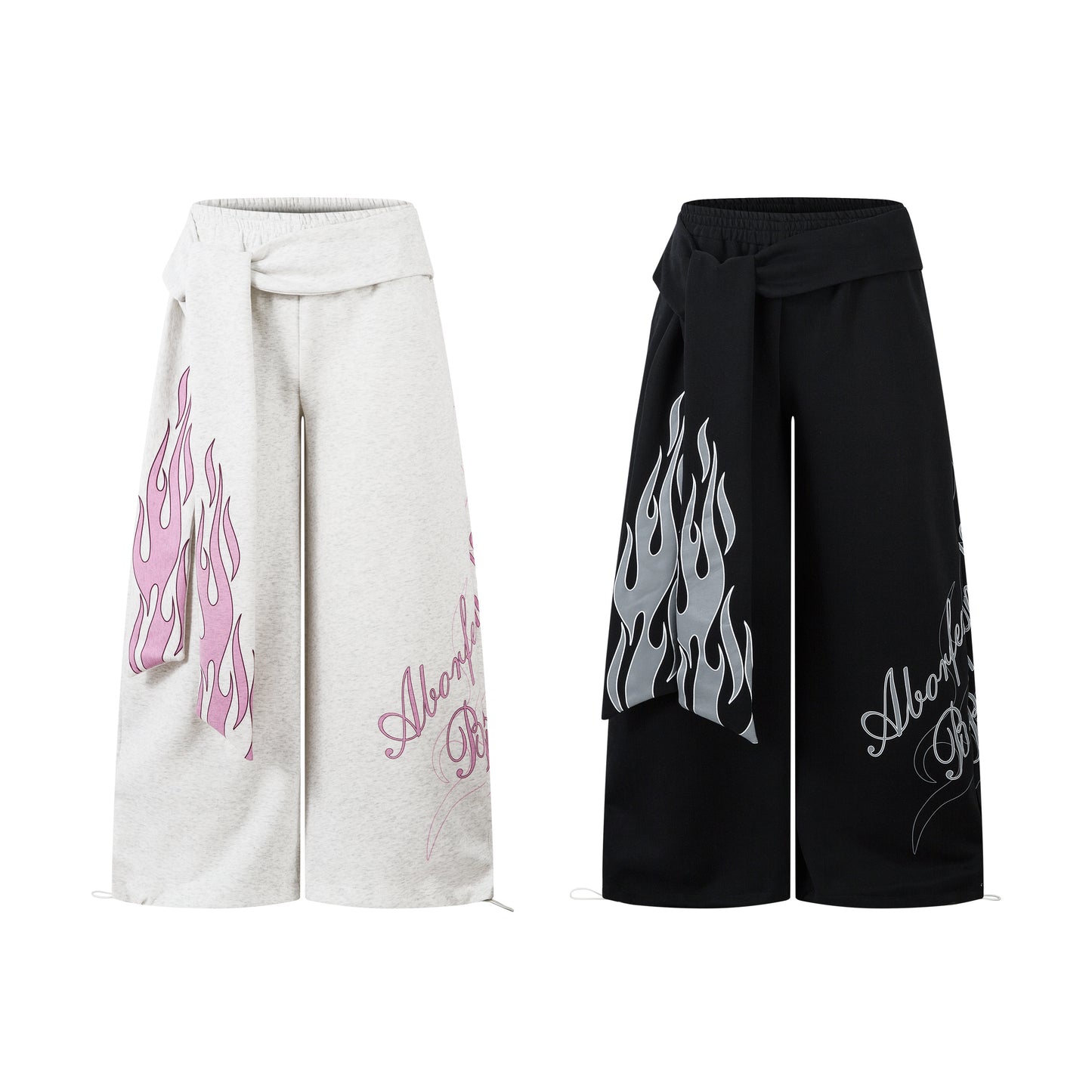 Flame Print Sweatpants | Baggy Streetwear Trousers - Santo 