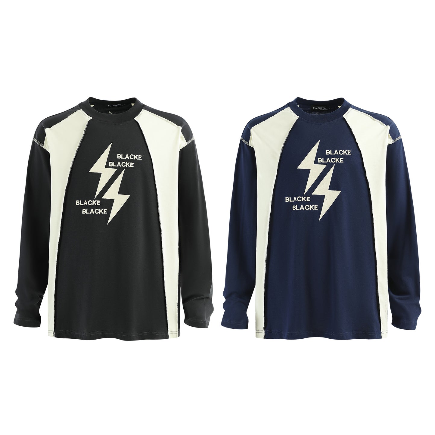 Lightning Graphic Sweatshirt | Contrast Stitch Long Sleeve Top - Santo 