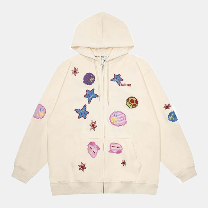 'Pixels' Zip Up Hoodie - Santo 