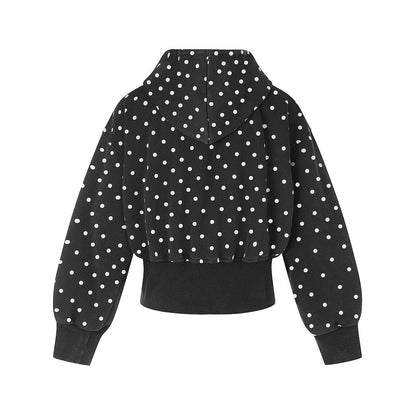 Cropped Star Polka Dot Print Zip Up Hoodie detail image 3