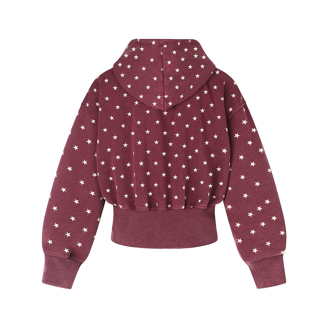 Cropped Star Polka Dot Print Zip Up Hoodie detail image 5