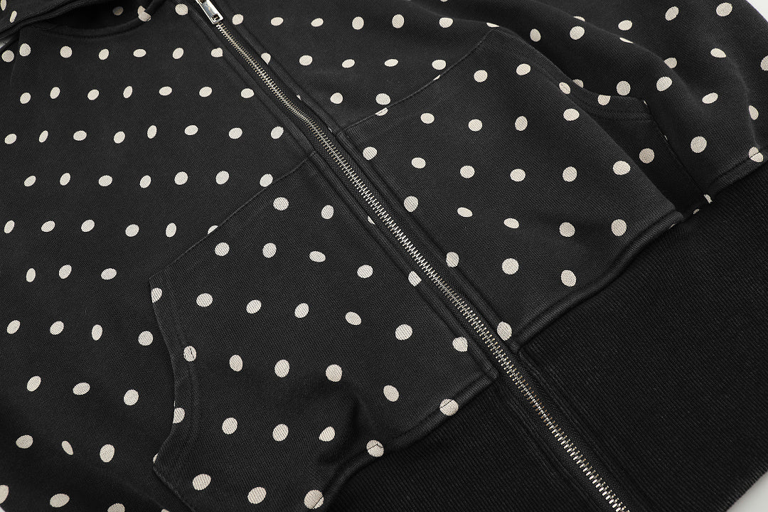 Cropped Star Polka Dot Print Zip Up Hoodie detail image 6