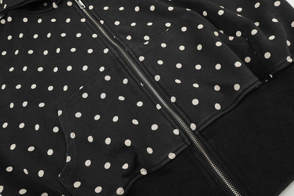 Cropped Star Polka Dot Print Zip Up Hoodie detail image 6