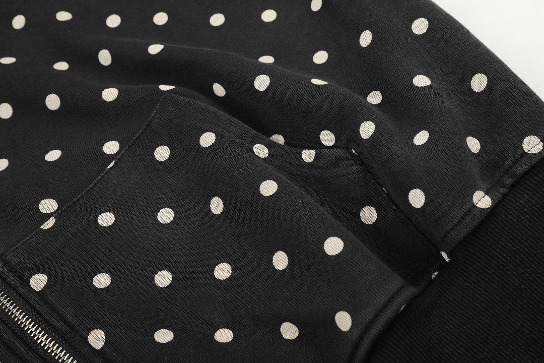 Cropped Star Polka Dot Print Zip Up Hoodie detail image 7