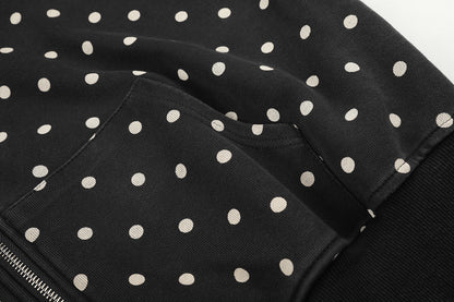 Cropped Star Polka Dot Print Zip Up Hoodie detail image 7