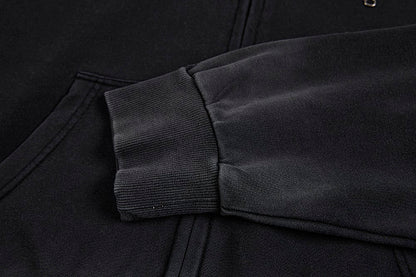 Washed Eyelet Cross Zip Up Hoodie detail image 7