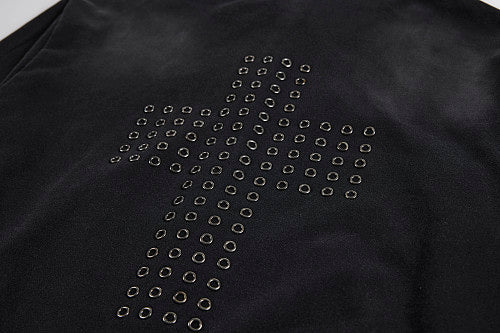 Washed Eyelet Cross Zip Up Hoodie detail image 4