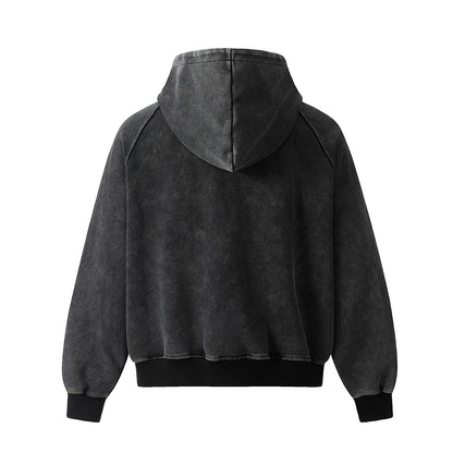 Boxy Washed Panel Zip Up Hoodie detail image 3