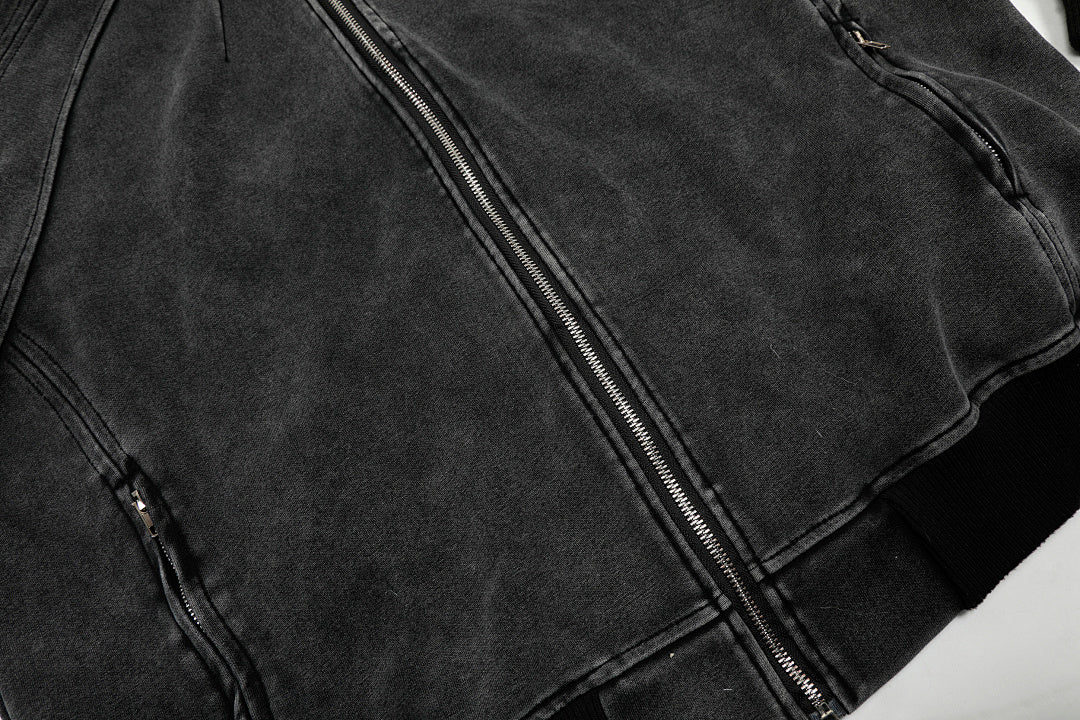 Boxy Washed Panel Zip Up Hoodie detail image 6