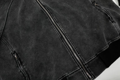 Boxy Washed Panel Zip Up Hoodie detail image 6