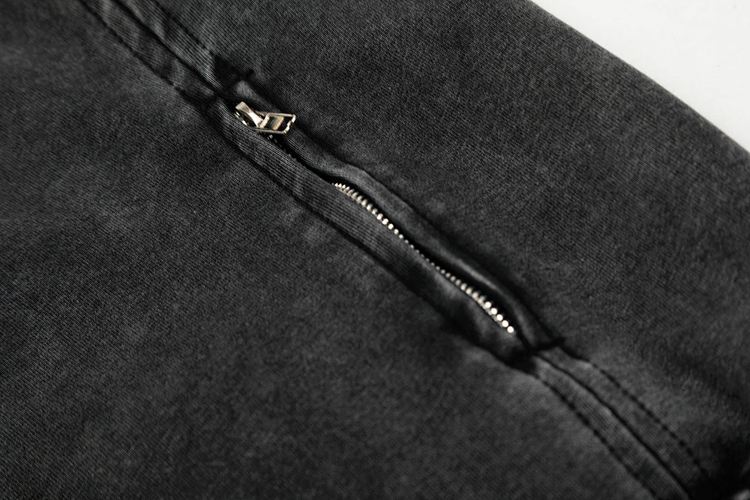 Boxy Washed Panel Zip Up Hoodie detail image 7
