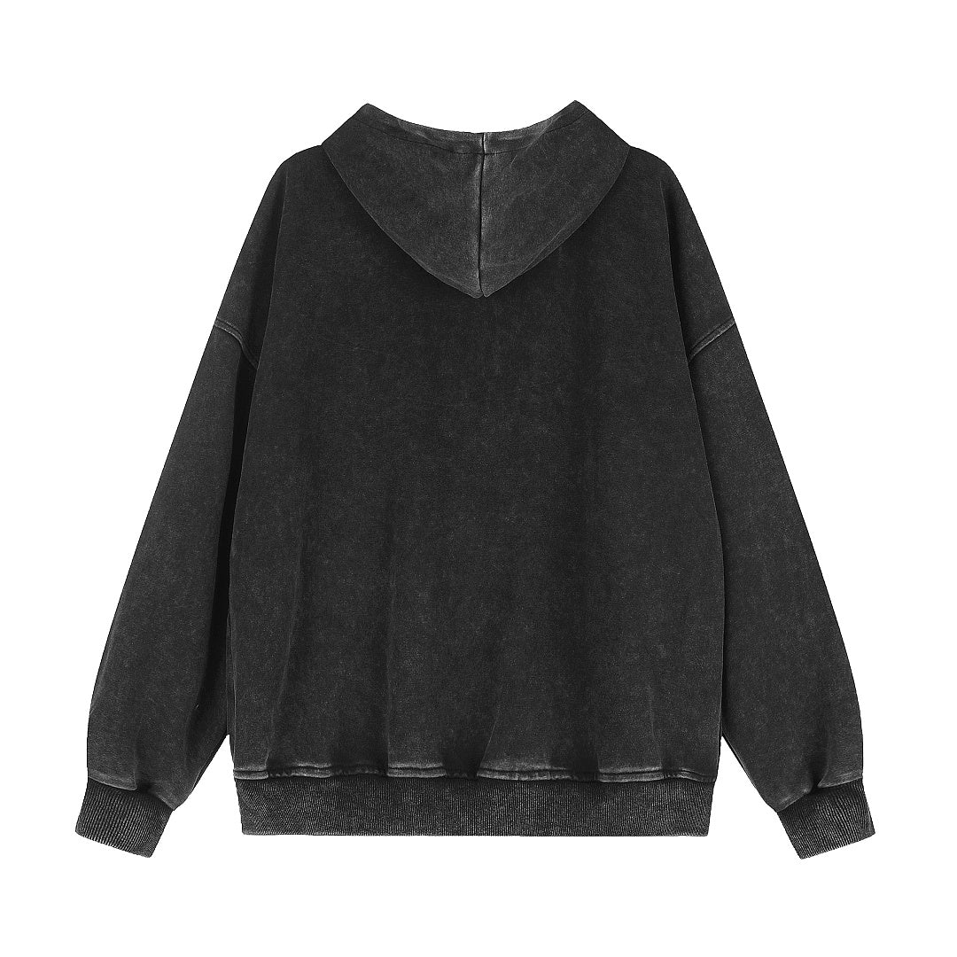Washed Napoleon Panel Zip Up Hoodie detail image 3