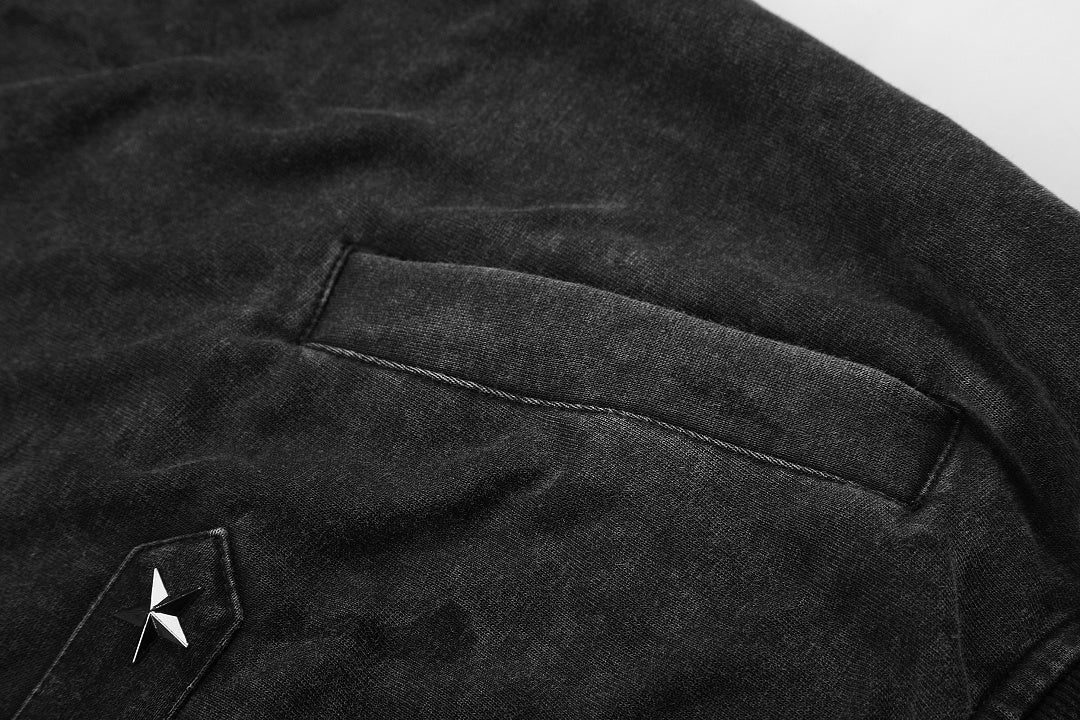 Washed Napoleon Panel Zip Up Hoodie detail image 7