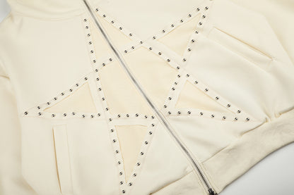 Studded Star Zip Up Hoodie detail image 6