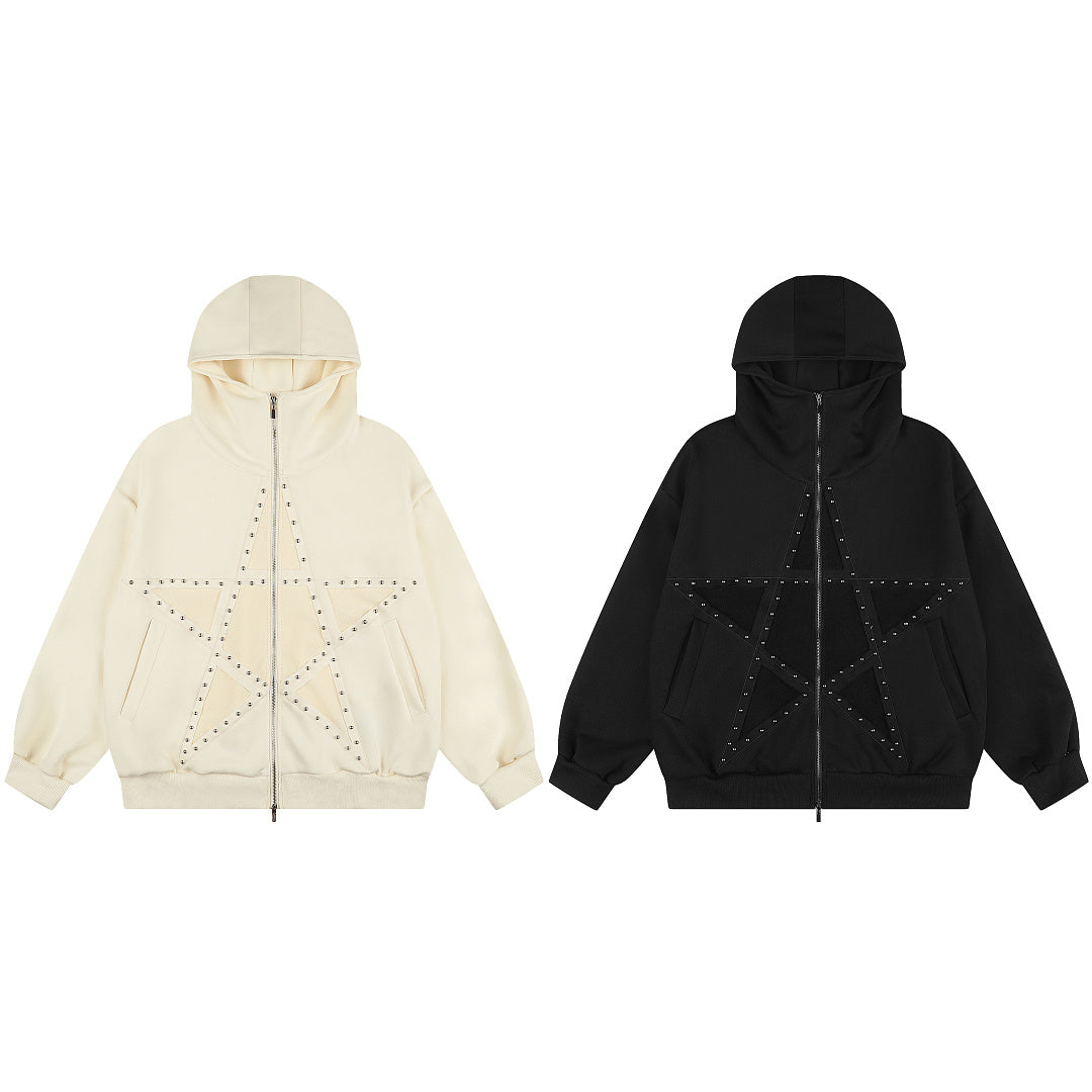Studded Star Zip Up Hoodie detail image 11