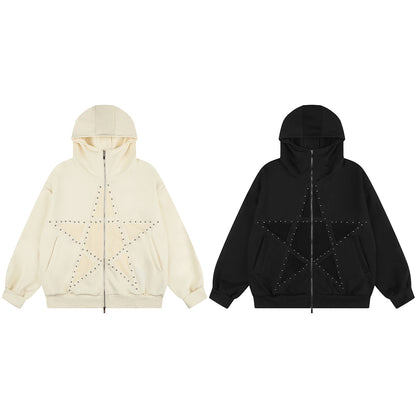 Studded Star Zip Up Hoodie detail image 11