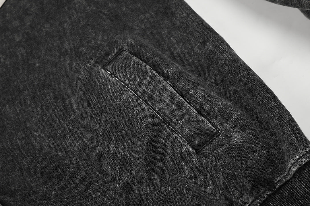 Washed Studded Panel Zip Up Hoodie detail image 5