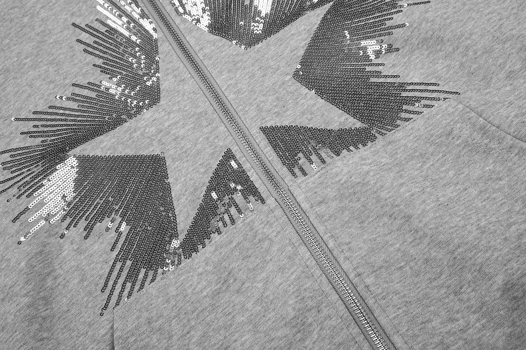 Sequin Star Burst Zip Up Hoodie detail image 6