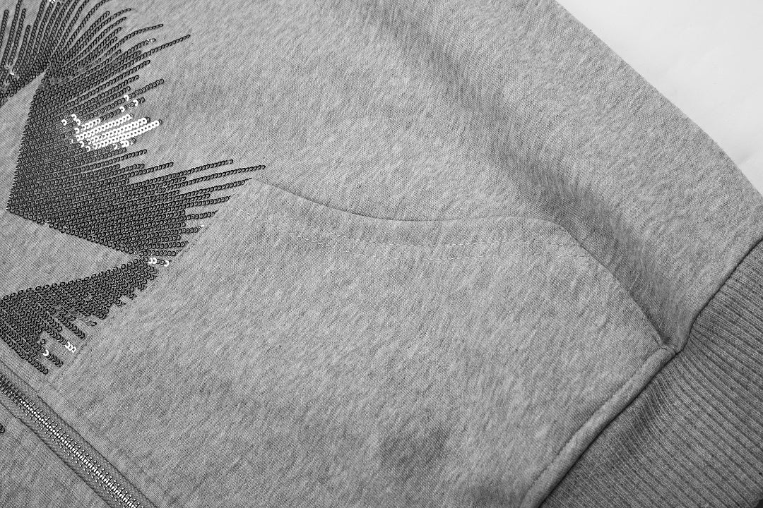 Sequin Star Burst Zip Up Hoodie detail image 7