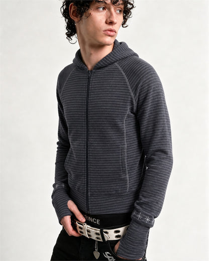 Striped Zip Up Hoodie model image